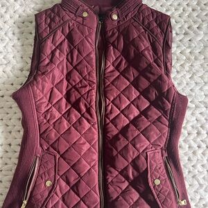 Love Tree Maroon Vest with Gold Zippers